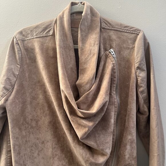 Blank NYC Women's‎ Sunny Days Moto Jacket Asymmetrical Neutral Beige Size Medium - Picture 2 of 8